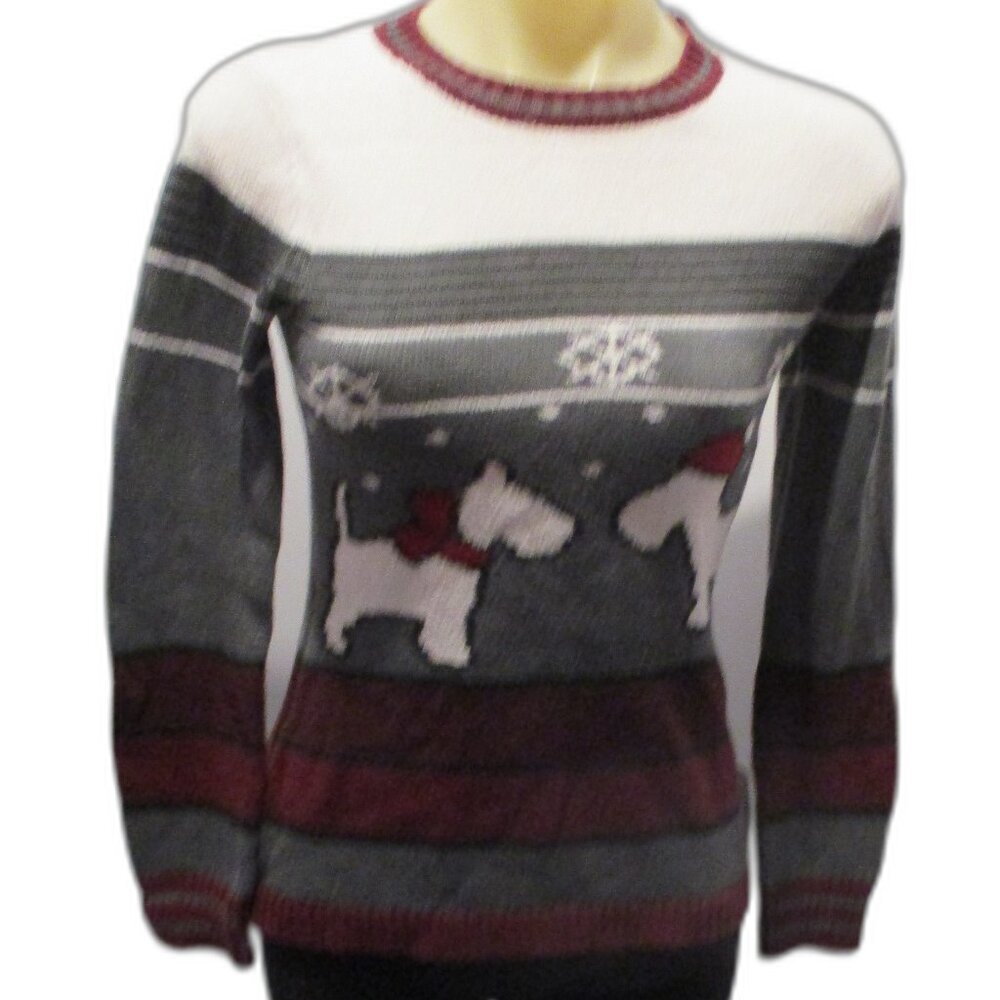 ✨ Vintage Holiday Knit Sweater - Dog Print 🐶❄️ ✨